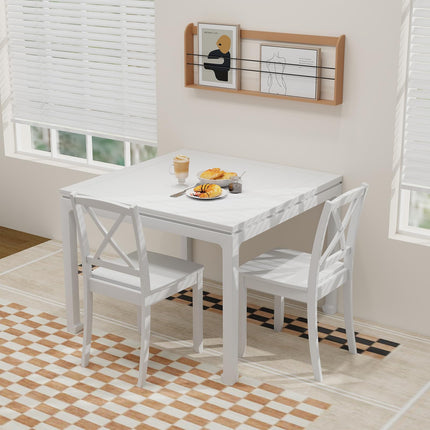 Dreamade Wood Dining Chairs, Armless Kitchen Chairs w/Rubber Wood Legs & Curved Backrest