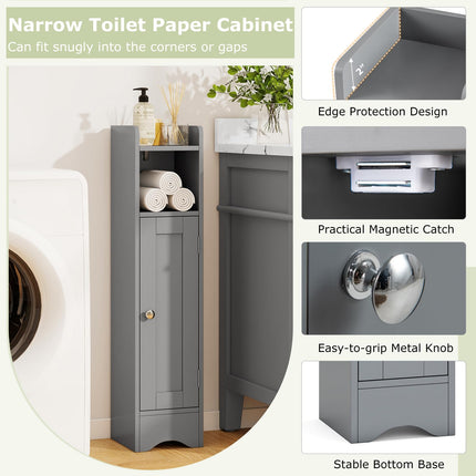 Dreamade Small Bathroom Storage Cabinet Corner Floor Cabinet with Door & Adjustable Shelves