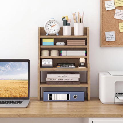 Dreamade Desktop Bookshelf | 16.5" Desk Hutch Dorm with Open Cubes