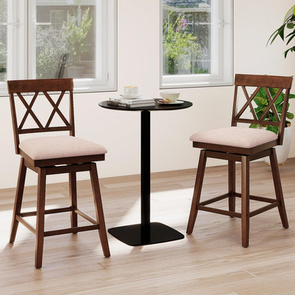 Dreamade Counter Height Bar Stool with Crossed Backs and Rubber Wood Legs