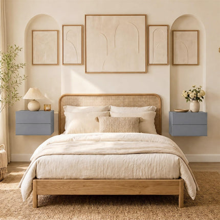 Dreamade Floating Nightstand | Wall-Mounted Bedside Table with 2 Drawers (1/2)