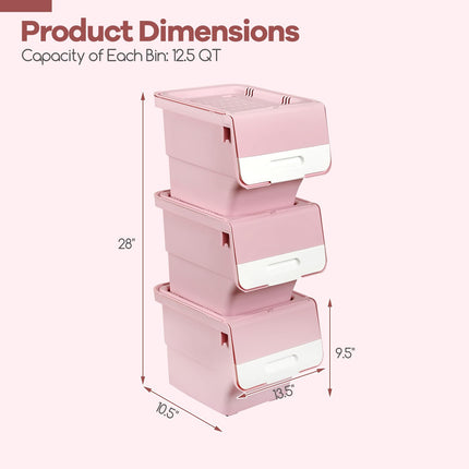 Dreamade Plastic Stackable Storage Bins with Lids & Wheels