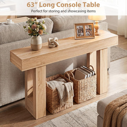 Dreamade 63" Farmhouse Wooden Narrow Entryway Console Table