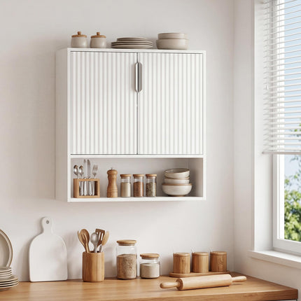 Dreamade Fluted Bathroom Wall Cabinet | Over-the-Toilet Medicine Cabinet w/ 2 Doors