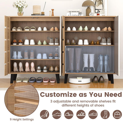 Dreamade 4-Tier Farmhouse Shoe Organizer with Louvered Door