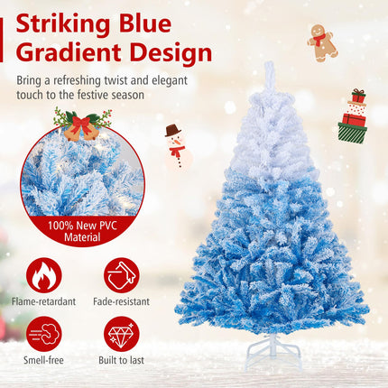 Dreamade Pre-Lit Snow Flocked Christmas Tree | Artificial Hinged Xmas Full Tree
