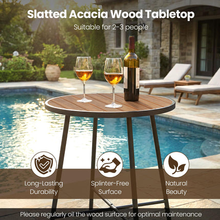 Dreamade 41-inches Patio Bar Table Acacia Wood Pub Table