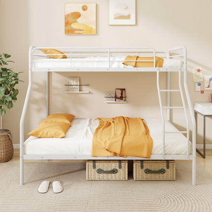 Dreamade Metal Bunk Beds Twin Over Full Size, Heavy Duty Bunk Bed for Teens Adults with Ladder & Guardrails