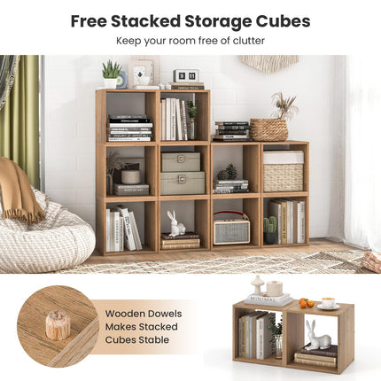 Dreamade 2/4 Cube Bookshelf Organizer, 2-Tier Stackable Cube Storage Organizer