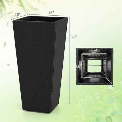 Dreamade Set of 2 Outdoor Wicker Flower Pot 30 Inch Tall Planters with Drainage System