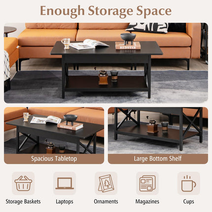 Dreamade 2 Tier Coffee Table with Storage Shelf
