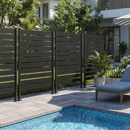 Dreamade 37" W x 61" H Outdoor Privacy Fence Screen with Ground Stakes & Base Feet (1/2)