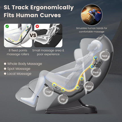 Dreamade Comfort Full Body Massage Chair with SL Track Airbags Heating-Gray