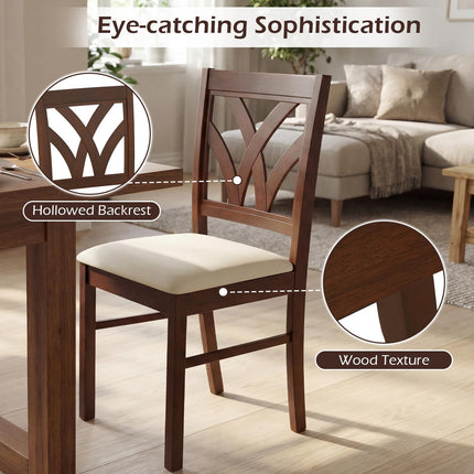 Dreamade Wooden Dining Chairs Set of 2/4 Farmhouse Upholstered Kitchen Chairs