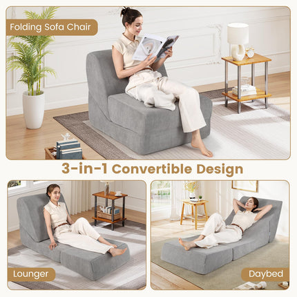 Dreamade 3-in-1 Folding Sofa Bed Convertible Sleeper Chair with Back Support, High Density Sponge