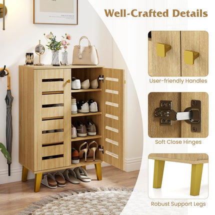 Dreamade Shoe Cabinet with Doors 4-Tier Freestanding Shoe Organizer Cabinet