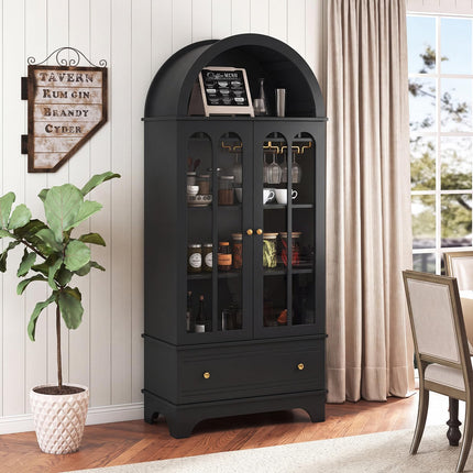 Dreamade 71.5" Arched Cabinet w/Tempered Glass Doors