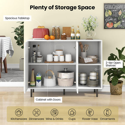 Dreamade Buffet Cabinet with Storage, Wooden Sideboard with 2-Door Cabinet, 2 Cubes