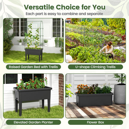 Dreamade Raised Garden Bed with Climbing Trellis, Self-Watering Elevated Planter