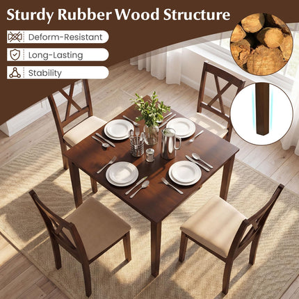 Dreamade 35.5" Square Kitchen Table with Solid Rubber Wood Legs for 4