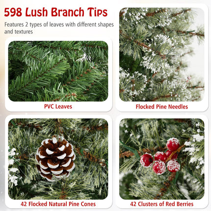 Dreamade 6ft / 7.5ft / 9ft Pre-Lit Artificial Christmas Tree with 360° Quick Power Connector