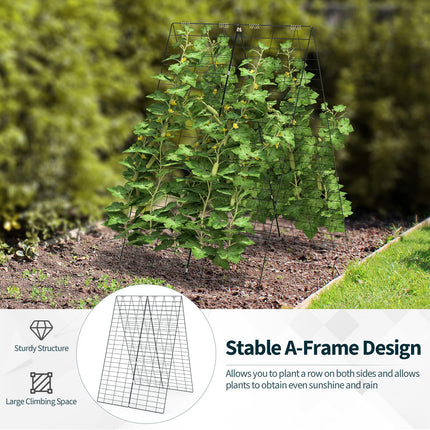 Dreamade 4 Panels Cucumber Trellis A-Frame Garden Trellis for Plant Climbing