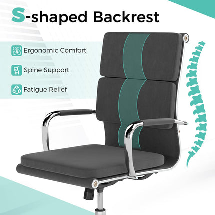 Dreamade Ergonomic Office Chair Mid Back Fabric Desk Chair with Armrest