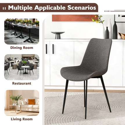 Dreamade Dining Chair Set of 4 Upholstered Kitchen Side Chairs w/Metal Legs Padded Seats & Backs