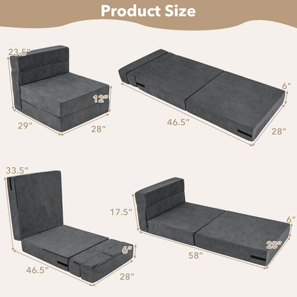 Dreamade 4-in-1 Folding Sofa Bed | Convertible Sleeper Chair for Adults