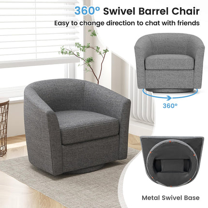 Dreamade Swivel Accent Chair with Ottoman, Modern Barrel Club Chair w/Footrest