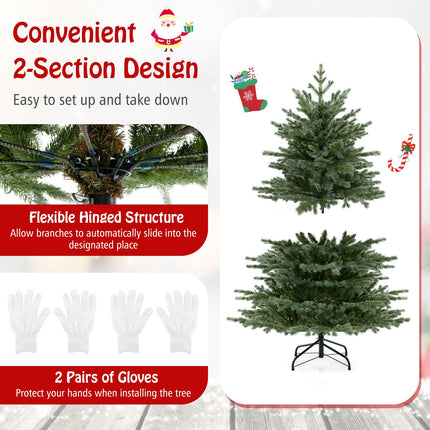 Dreamade 5ft / 6ft / 7ft Pre-Lit Artificial Christmas Tree with Lush PVC & PE Tips Warm White LED Lights