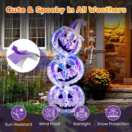 Dreamade 3.4 Ft Halloween Decorations, Light up Stacked Pumpkins with 150 LED Lights