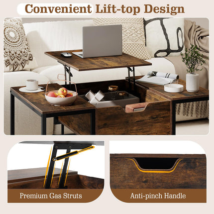 Dreamade Modern Center Table with Hidden Storage Compartment