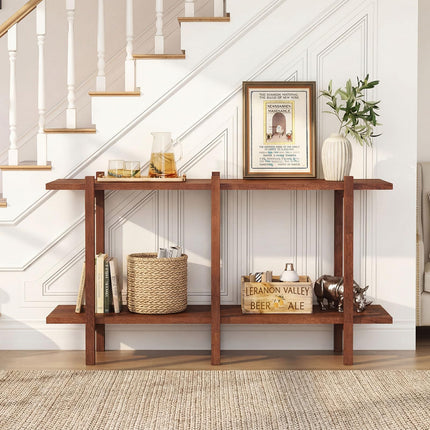 Dreamade 2 Tier Wood Bookshelf 48" Modern Wide Storage Shelf