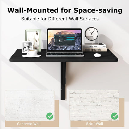 Dreamade Wall Mounted Folding Table, 31.5" x 23.5" Wood Murphy Desk Drop-Leaf Table