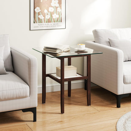 Dreamade Small Coffee Table 24" Glass End Table