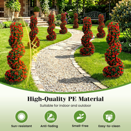 Dreamade 3FT Realistic Fake Rose Bushes Outdoor Faux Plants with Sun Protection & Ground Spikes Set of 2