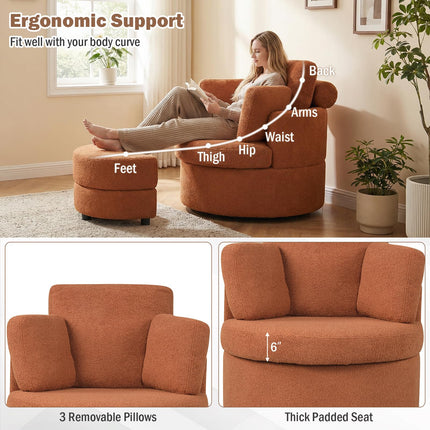 Dreamade 360° Swivel Accent Chair with Half Moon Storage Ottoman