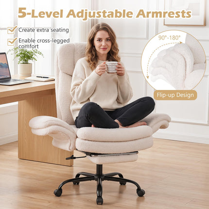 Dreamade Criss Cross Legged Reclining Desk Chair with 5-Level Adjustable Armrests