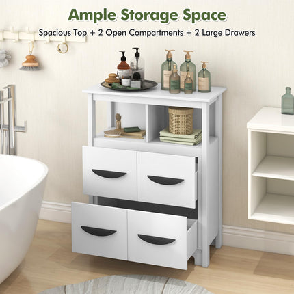 Dreamade Storage Cabinet with Large Drawers, Open Storage Compartments, Anti-Tipping Kit, White