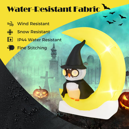 Dreamade 5.1 Ft Halloween Inflatables, Pre-Lit Owl on The Moon with Witch Hat
