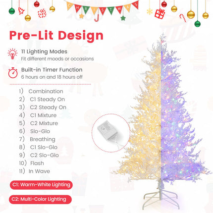 Dreamade 6ft Pre-Lit Artificial Christmas Tree with 300 Multi-Color & Warm-White Fairy LED Lights