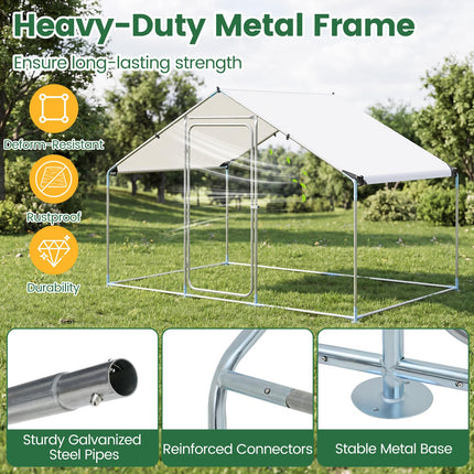 Dreamade 9.8 x 6.7 x 6.6 FT Large Metal Chicken Coop with Waterproof Cover