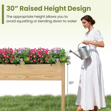 Dreamade 47"x23"x30" Elevated Wood Planter Box with Liner