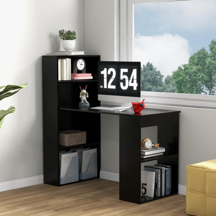 Dreamade 48 Inch Computer Desk with Bookshelf, 3-in-1 Home Office Desk with 4-Tier Bookcase & CPU Stand