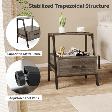 Dreamade Farmhouse Nightstand with Drawer Set of 1/2