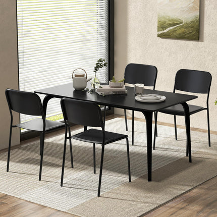 Dreamade Metal Dining Chairs Set of 4, Stackable Lightweight Kitchen Chairs w/Tilted Backrest & Sturdy Metal Legs