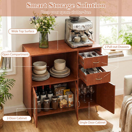 Dreamade 36 Inch Sideboard Buffet Cabinet with Open Compartment