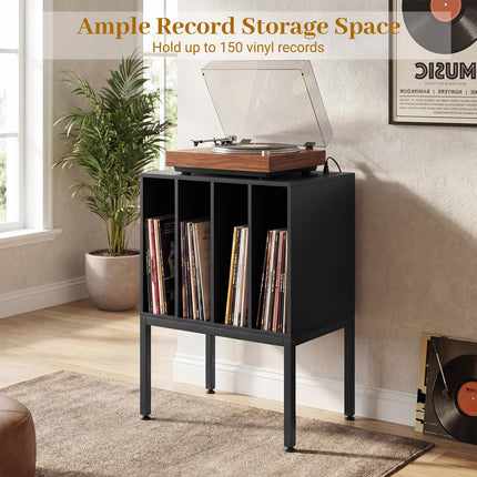 Dreamade Record Player Stand with 4 Cabinet Up to 150 Albums