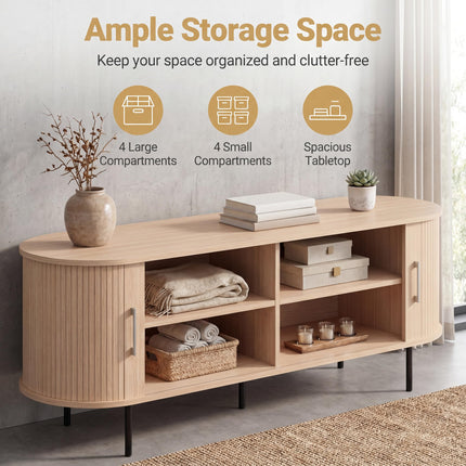 Dreamade Mid Century Curved Fluted TV Stand for TVs up to 60"